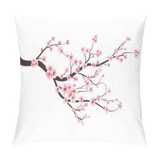Personality  Watercolor Cherry Bud. Cherry Blossom Flower Blooming Vector.  Cherry Blossom Branch With Sakura Flower. Sakura On White Background. Pink Sakura Flower Background. Watercolor Cherry Blossom Vector. Pillow Covers