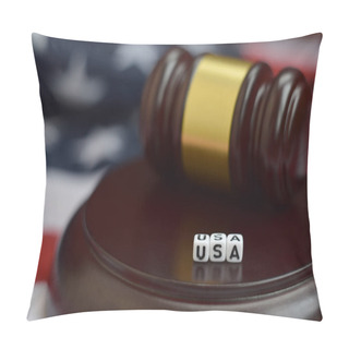 Personality  Justice Mallet And USA Acronym Close Up. United States Of America Pillow Covers