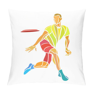 Personality  Sportsman Throwing Ultimate Frisbee. Color Vector Illustration Pillow Covers