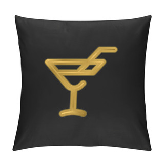 Personality  Alcoholic Drink Gold Plated Metalic Icon Or Logo Vector Pillow Covers