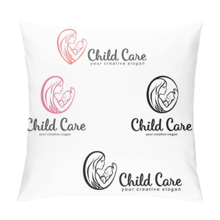 Personality  Set Of Logos Of Child Care, Motherhood And Childbearing Pillow Covers