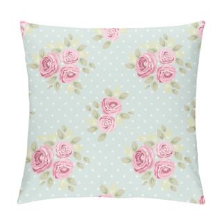 Personality  Seamless Pattern With Roses And Polka Dots Pillow Covers