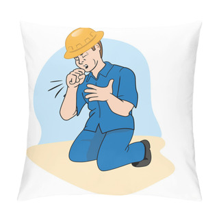Personality  First Aid Scene Illustration Shows A Person With Their Osbtruida Airways, Heimlich Maneuver. Ideal For Catalogs, Informative And Medical Guides Pillow Covers