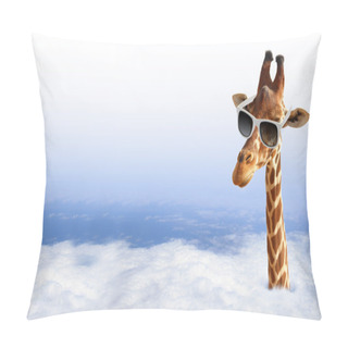 Personality  Funny Giraffe With Sunglasses Coming Out Of The Clouds Pillow Covers