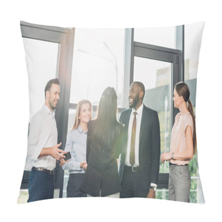 Personality  Multicultural Businesspeople Having Meeting In Conference Hall Pillow Covers