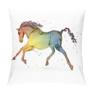 Personality  Rainbow Water Running Horse Over White Pillow Covers