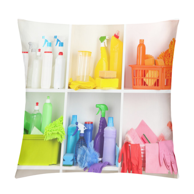 Personality  Shelves In Pantry With Cleaners For Home Close-up Pillow Covers