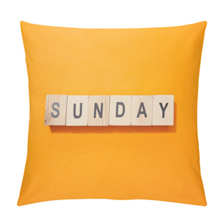 Personality  Top View Of Wooden Cubes With Letters On Orange Surface Pillow Covers