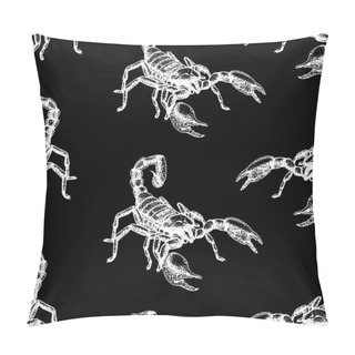 Personality  Hand Drawn Seamless Pattern With Scorpion. Background Design. Pillow Covers