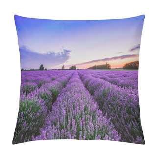 Personality  Sunrise And Dramatic Clouds Over Lavender Field Pillow Covers