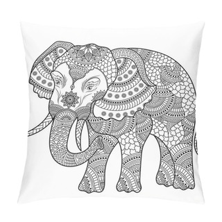 Personality  Elephant Illustration, Coloring Doodle. Pillow Covers
