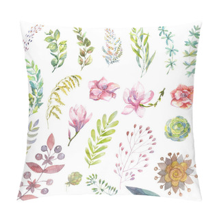 Personality  Spring Floral Design Elements. Set Of Leaves, Branches Pillow Covers