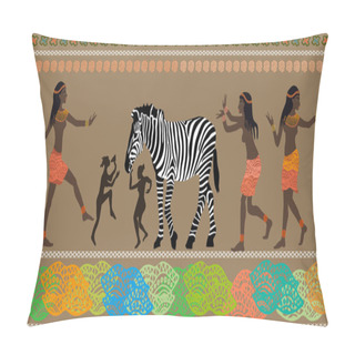 Personality  Panoramic Scene Inspired By Ancient Egypt Art.  Pillow Covers