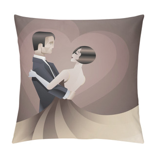 Personality  Dancing Couple Art Deco Geometric Style Poster Pillow Covers