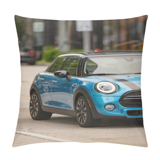 Personality  Partial Photo Of A Blue Mini Cooper Automobile Pillow Covers
