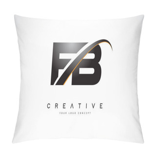 Personality  FB F B Swoosh Letter Logo Design With Modern Yellow Swoosh Curved Lines Vector Illustration. Pillow Covers