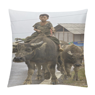 Personality  Vietnamese Children Riding Water Buffalo Pillow Covers