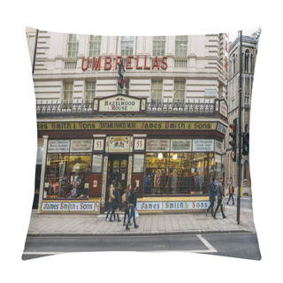 Personality  Slice Of Victorian London Is Thriving On Oxford Street, London With James Smith And Sons Umbrella Shop Pillow Covers