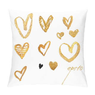 Personality  Glamour Gold Hearts Set Pillow Covers