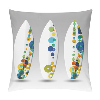 Personality  Vector Surfboards Design Template With Colorful Spotted Pattern Pillow Covers