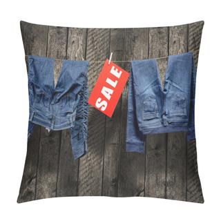 Personality  Jeans, Sale Inscription On Clothesline Pillow Covers