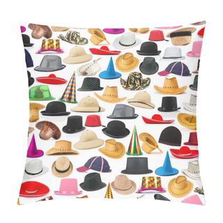 Personality  Many Hats Arranged As Background Pillow Covers