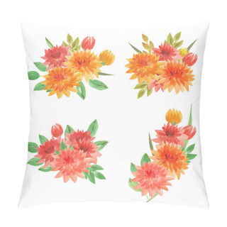 Personality  Watercolor Autumn Dahlia Bright Isolated Flowers. Could Be Used For Wedding Invites, Autumn Festivals, Sales,  Greeting Cards, Back To School Cards And Other Autumn Events. Pillow Covers