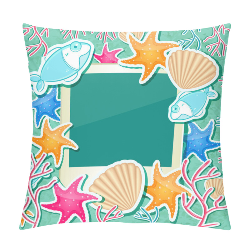 Personality  Photo Frame with Fish Starfish Coral and Seashell pillow covers