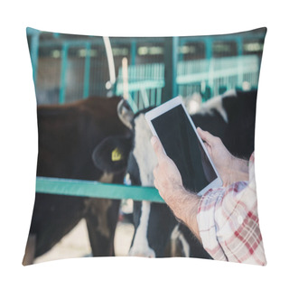Personality  Farmer Using Digital Tablet Pillow Covers