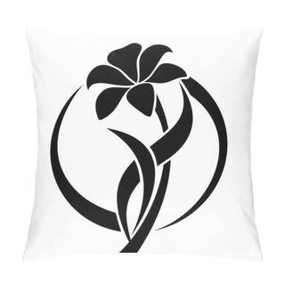 Personality  Black Silhouette Of Lily Flower. Vector Illustration. Pillow Covers