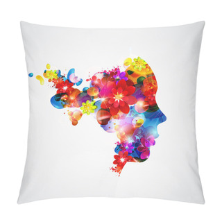 Personality  Woman With Flowers. Pillow Covers