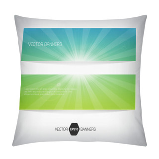 Personality  Vector Summer Banners With Bright Sun Pillow Covers