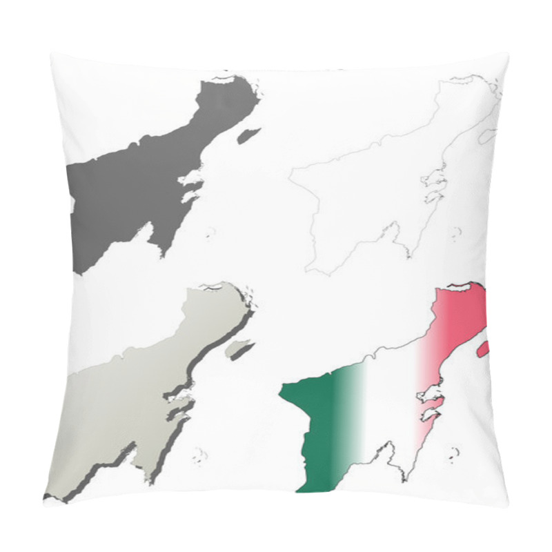 Personality  Quintana Roo Blank Outline Map Set Pillow Covers