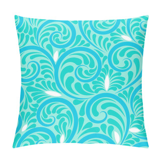 Personality  Swirls Seamless Abstract Background With Blue Curls Pillow Covers