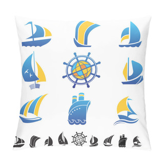 Personality  Set Of Icons With Boats Silhouettes Pillow Covers
