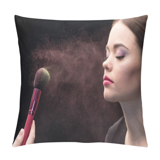 Personality  Make-up Artist Sprinkling Face Of Model  Pillow Covers