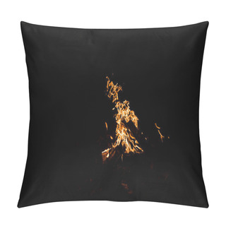 Personality  Logs Burning In Campfire Isolated On Black Pillow Covers