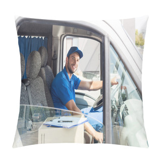 Personality  Delivery Man Sitting In Car Pillow Covers