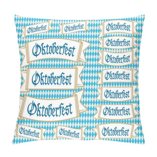 Personality  Oktoberfest Banners In Bavarian Colors Vector Set. Bavaria Festival White And Blue Oktoberfest Ribbon. Munich Design National Icon Oktoberfest Ribbon Culture Tradition Colorful Sign. Pillow Covers