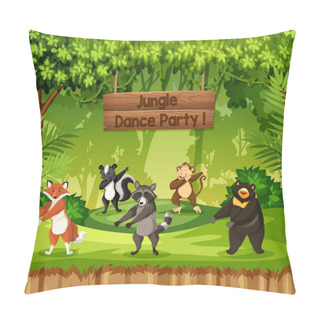 Personality  Animals Perform Jungle Dance Party Illustration Pillow Covers