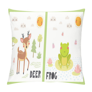 Personality  Cute Funny Woodland Animals Posters, Cards Set Pillow Covers