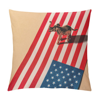 Personality  Golden Toy Elephant With Shadow On American Flag, Animal Welfare Concept Pillow Covers