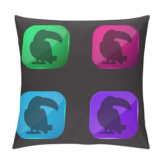 Personality  Big Toucan Four Color Glass Button Icon Pillow Covers