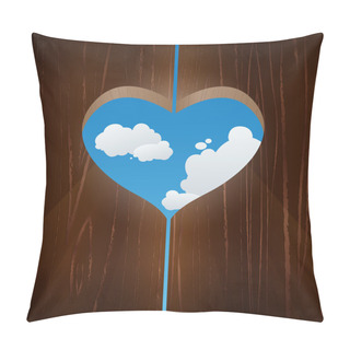 Personality  Heart Shaped Window Against The Sky. Vector Illustration Pillow Covers