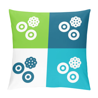 Personality  Blood Cells Flat Four Color Minimal Icon Set Pillow Covers
