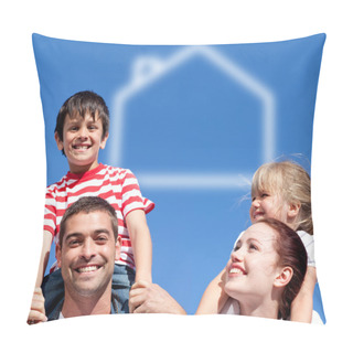 Personality  Cute Parents Giving Their Children Piggyback Ride Pillow Covers