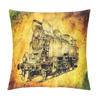 Personality  Steam Engine Art Design Drawing Pillow Covers