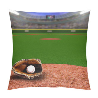 Personality  Baseball Stadium With Glove And Ball With Copy Space Pillow Covers