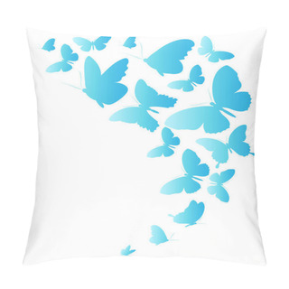Personality  Colorful Vector Illustration Of Beautiful Blue Butterflies Isolated On White Background Pillow Covers