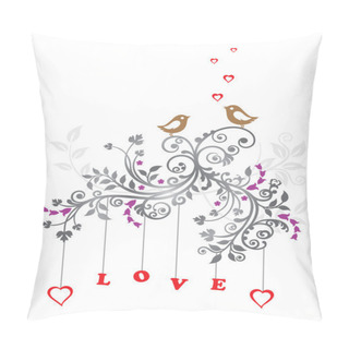 Personality  Love Birds And A Beautiful Floral Ornament Pillow Covers